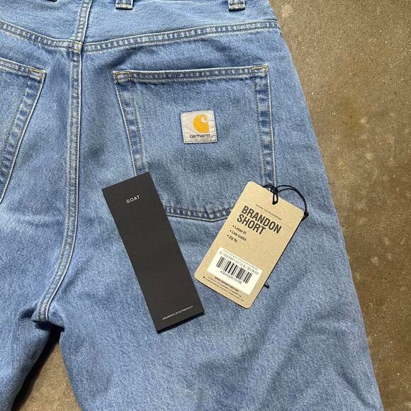 Carhartt WIP Blue Stone Bleached Brandon Shorts Mens Small Jean Shorts Jorts - Picture 5 of 6